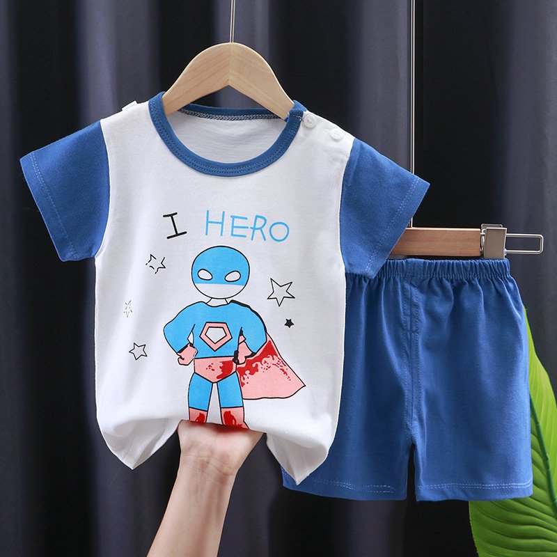 Summer children's pure cotton short sleeved shorts set
