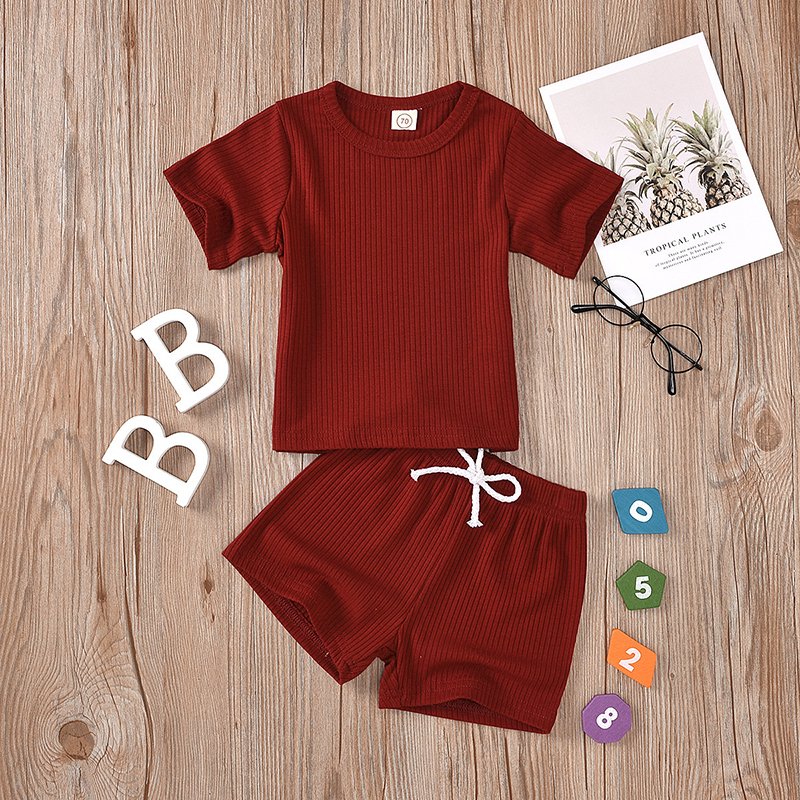 Boys boutique clothing rib fabrics 100% cotton summer sweatshirt pullover short sets for kids