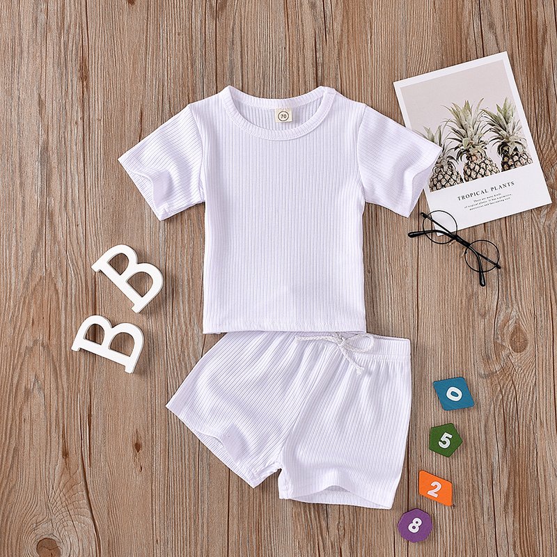 Boys boutique clothing rib fabrics 100% cotton summer sweatshirt pullover short sets for kids