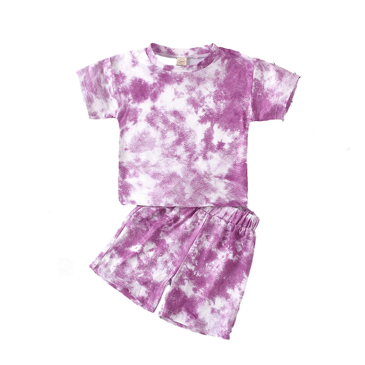 Wholesales Summer Tie Dye Cotton Boys Clothing Set Casual T-shirt Shorts Two Pieces Set