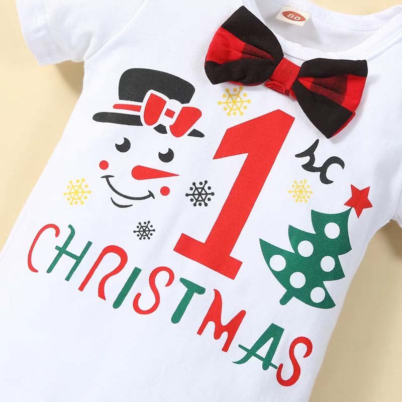 Fashion Gentleman Baby Boy Summer Clothes Set Cotton Romper Suspender Pants 3pcs my 1st christmas baby boy 0-24M KBCS-020
