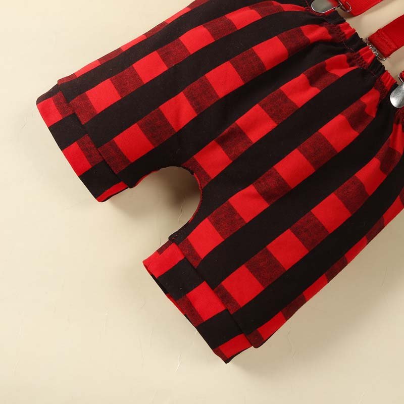 Fashion Gentleman Baby Boy Summer Clothes Set Cotton Romper Suspender Pants 3pcs my 1st christmas baby boy 0-24M KBCS-020