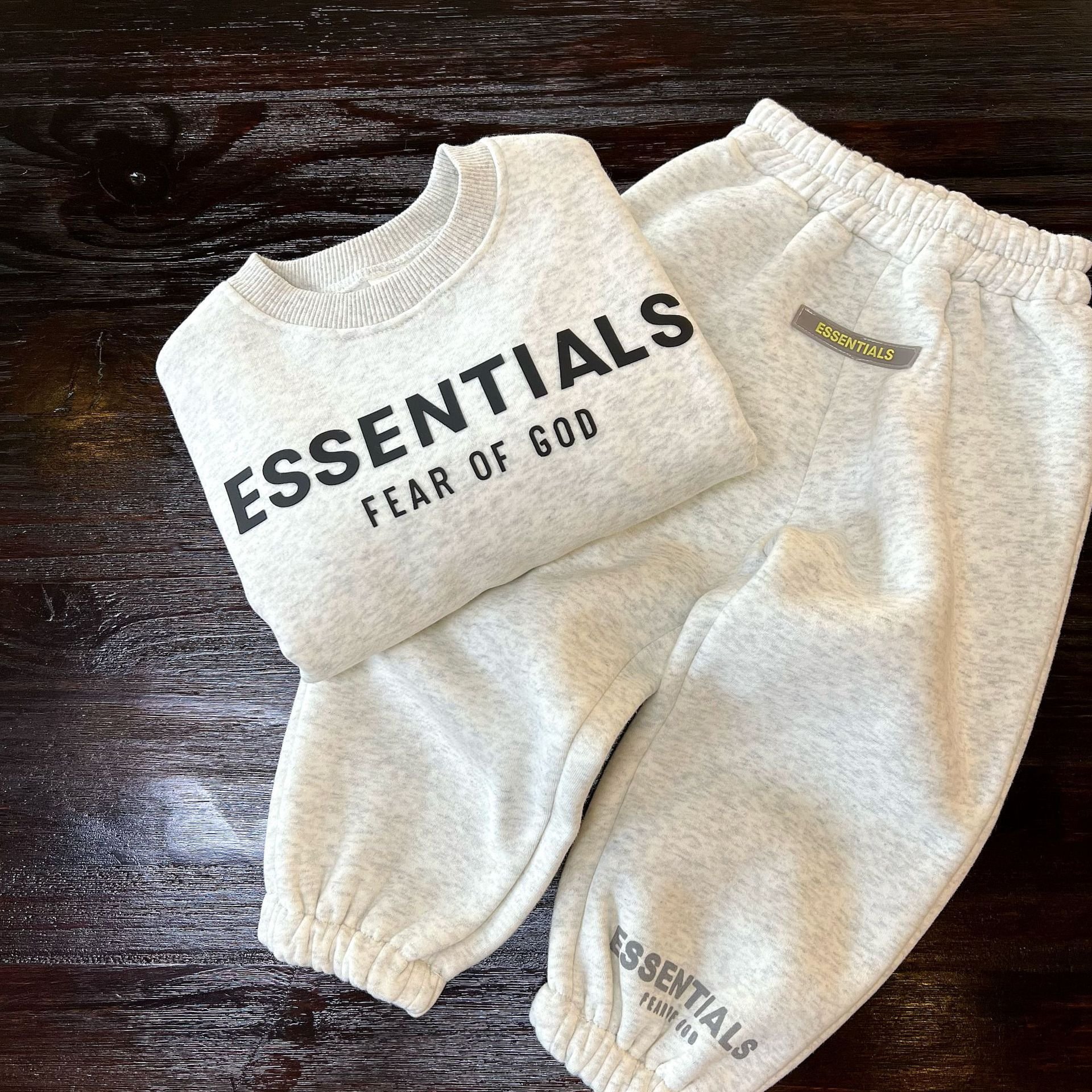 Hot Sale Children Hoodie Lettering Print Boys Suede Crewneck Sweatshirt Trousers Two-Piece Set