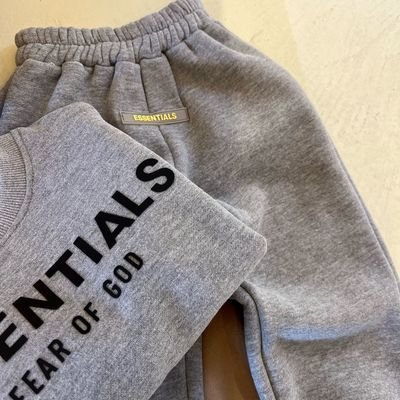 Hot Sale Children Hoodie Lettering Print Boys Suede Crewneck Sweatshirt Trousers Two-Piece Set