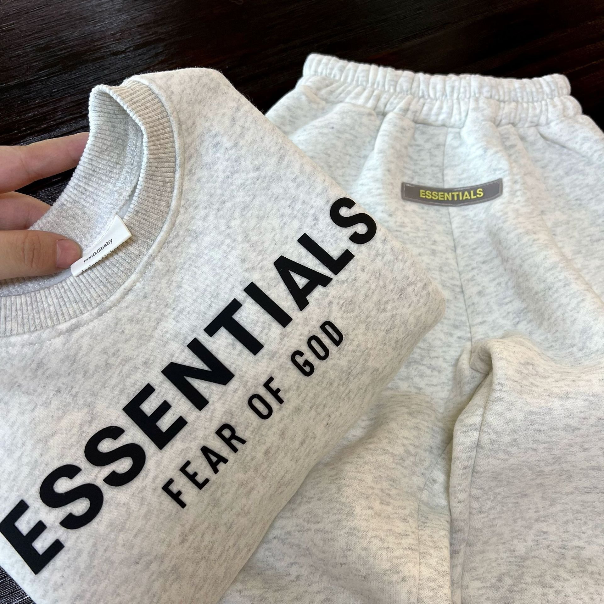 Hot Sale Children Hoodie Lettering Print Boys Suede Crewneck Sweatshirt Trousers Two-Piece Set