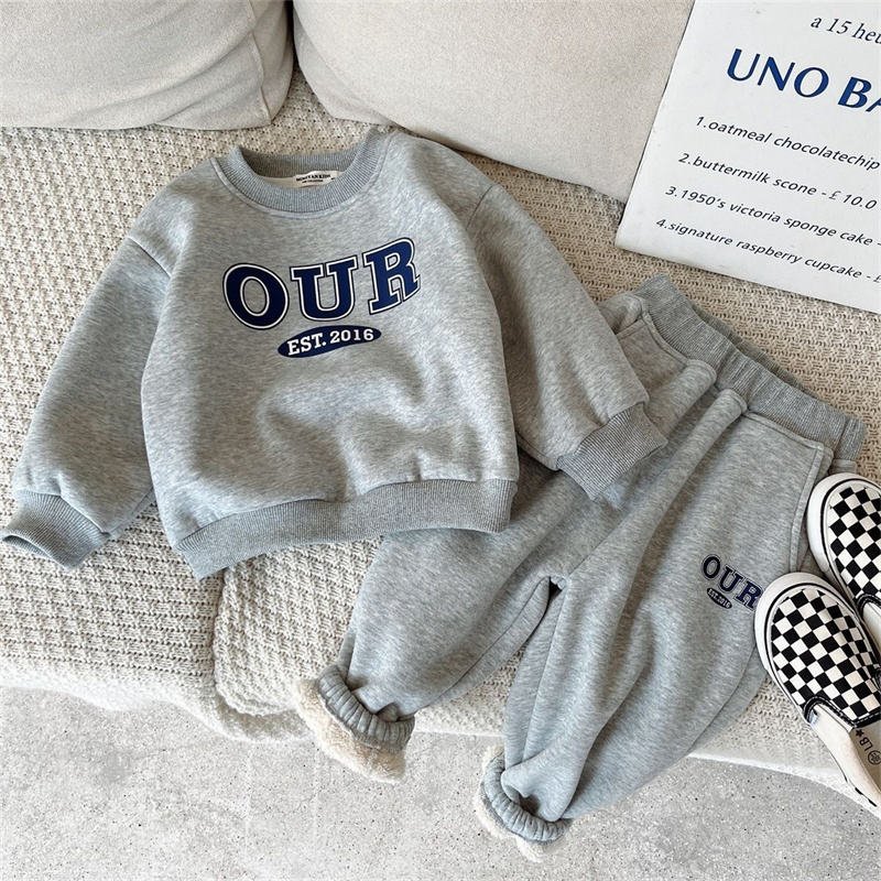 Ms-44 Kids Baby Cotton Letter Pullover Sweatshirt+Pants Girl Clothing Sets Tracksuit 2 Pieces Boys and Girls Clothes Wholesale