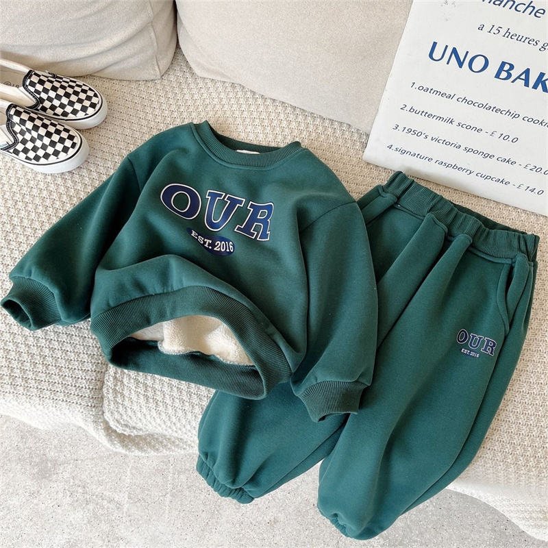 Ms-44 Kids Baby Cotton Letter Pullover Sweatshirt+Pants Girl Clothing Sets Tracksuit 2 Pieces Boys and Girls Clothes Wholesale