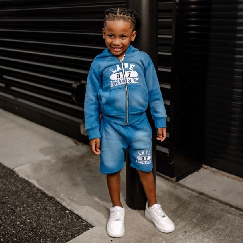 Wholesale Children Clothes Manufacturer Boy Clothing Set Zipper Up Hoodie Shorts Set Kids Acid Washed Tracksuits