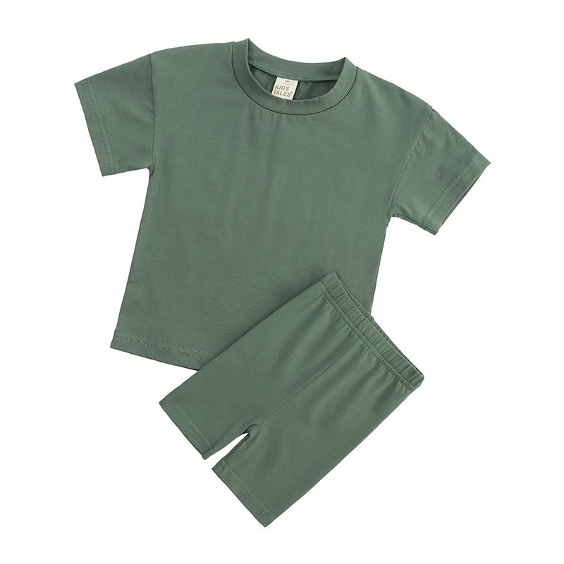 Cotton kids cycling wear summer biker shorts sets boys girls tracksuit outfits two piece clothing set