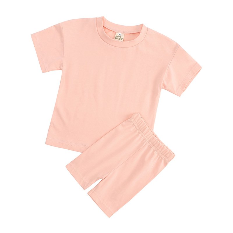 Cotton kids cycling wear summer biker shorts sets boys girls tracksuit outfits two piece clothing set