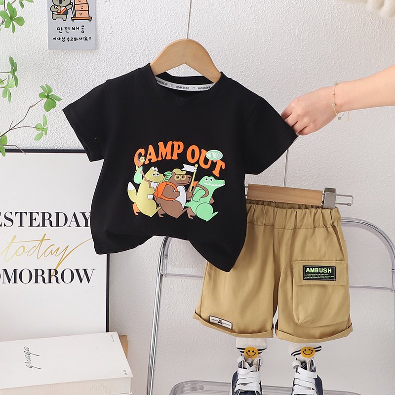 Hot Selling Kids Summer Clothing Set Cartoon Short Sleeve T-Shirt + Shorts Boutique Children 2-Piece Set Boys Clothing Sets