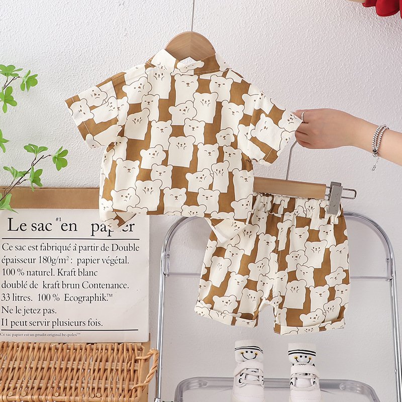 New Summer Popular Kids Cartoon Print Suits 3pcs Casual Baby Boys Clothing Sets