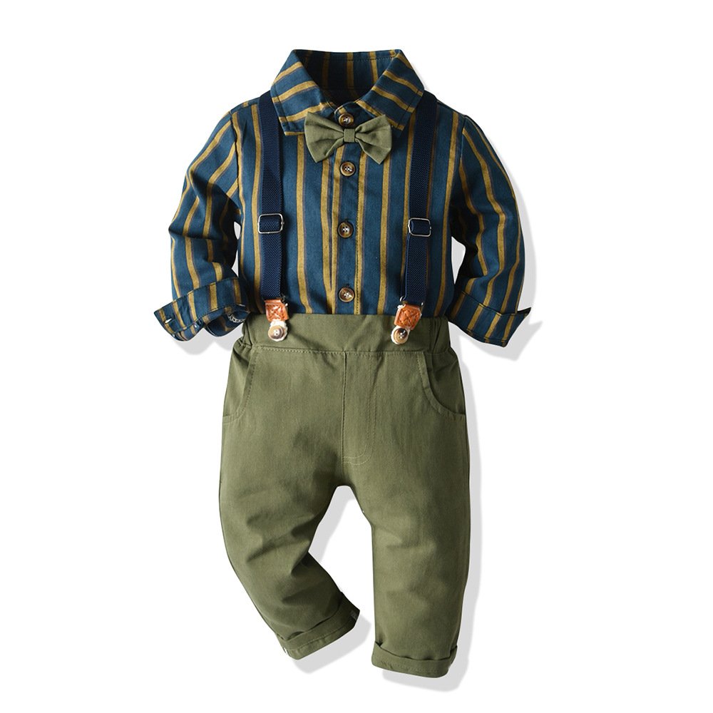 Autumn Boys Clothing Sets Long-sleeved Shirt Suspenders Trousers boys' suit clothing Casual Formal Boy Suits