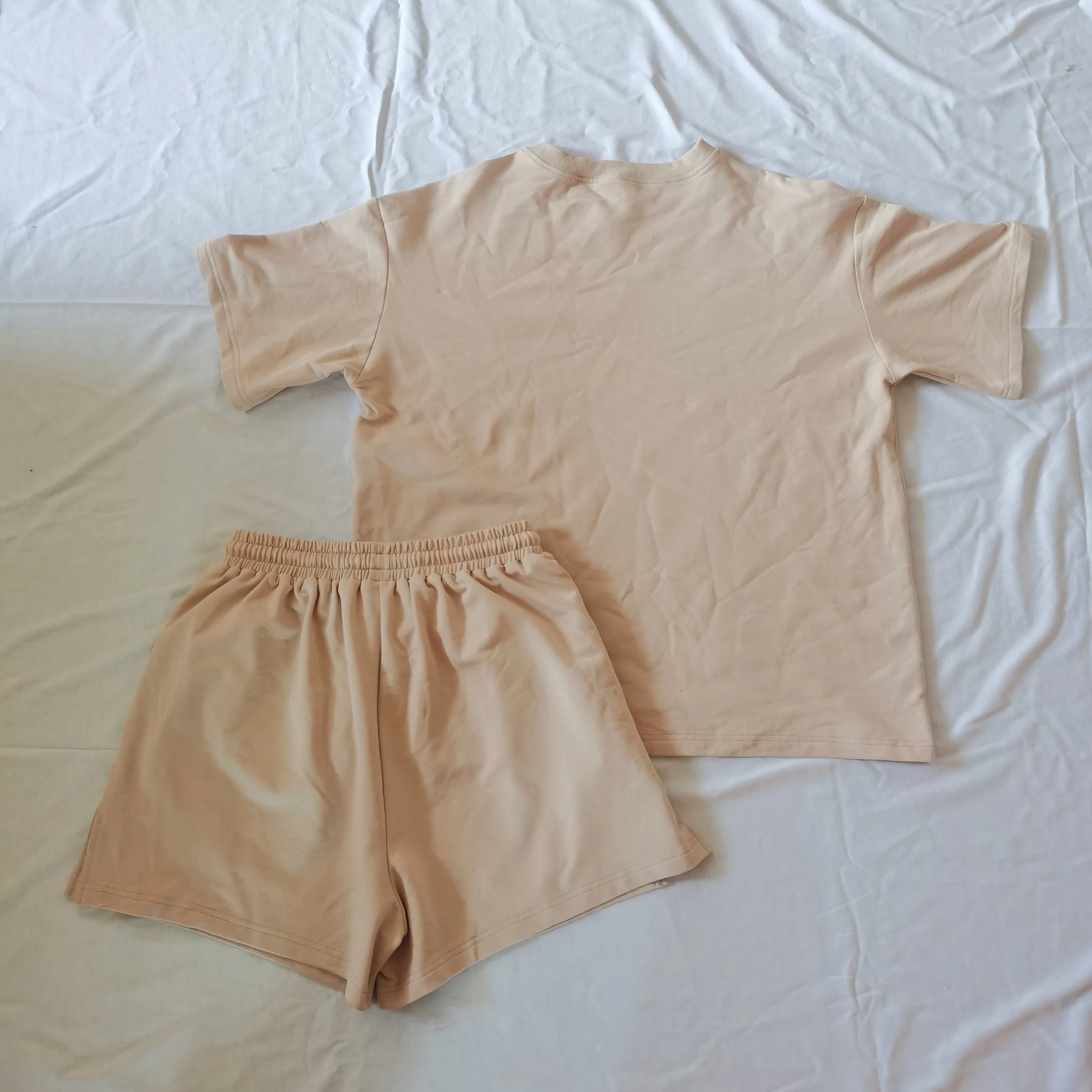 Unisex Kid Tracksuit Short Set Oversized Drop Shoulder T Shirts Cotton Cargo Sweat Shorts Streetwear Two Pieces Boy Sportswear