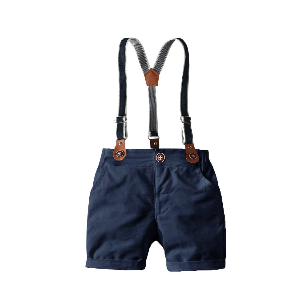 Factory Sales Summer Kids Boy White Shirt Suspender Shorts Cotton Set Children Clothes Toddler Clothing Sets Baby Boy Clothes