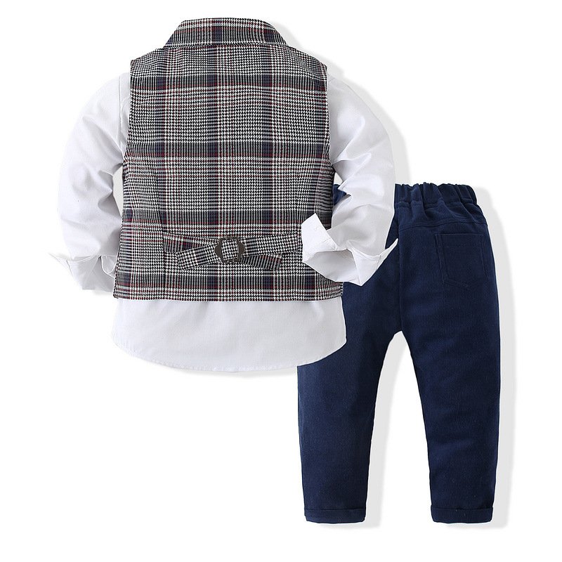 Baby toddler boy T-shirt waistcoat pants sets kids clothes children formal suits wedding party boutique boys clothing set