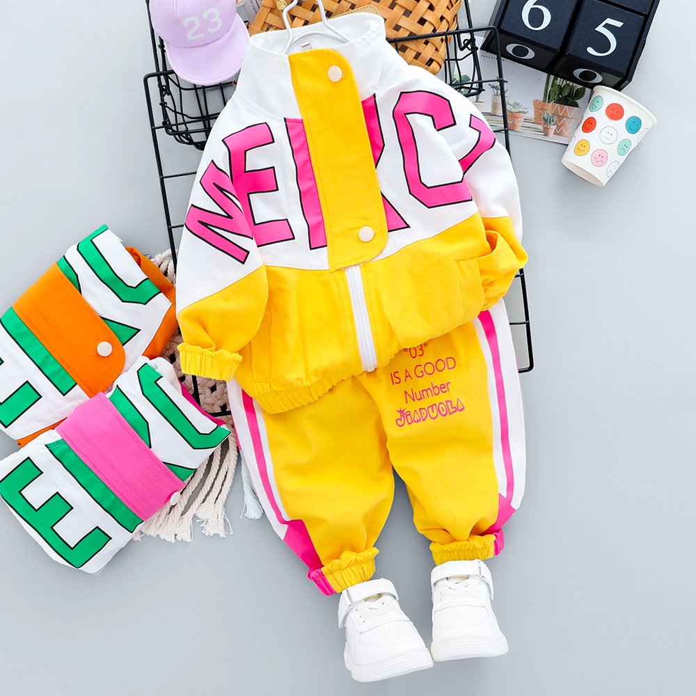 2020 Autumn Kid Boy Girl Clothing New Casual Tracksuit Long Sleeve Letter Zipper Sets Infant Clothes Baby Pants 1 2 3 4 Years