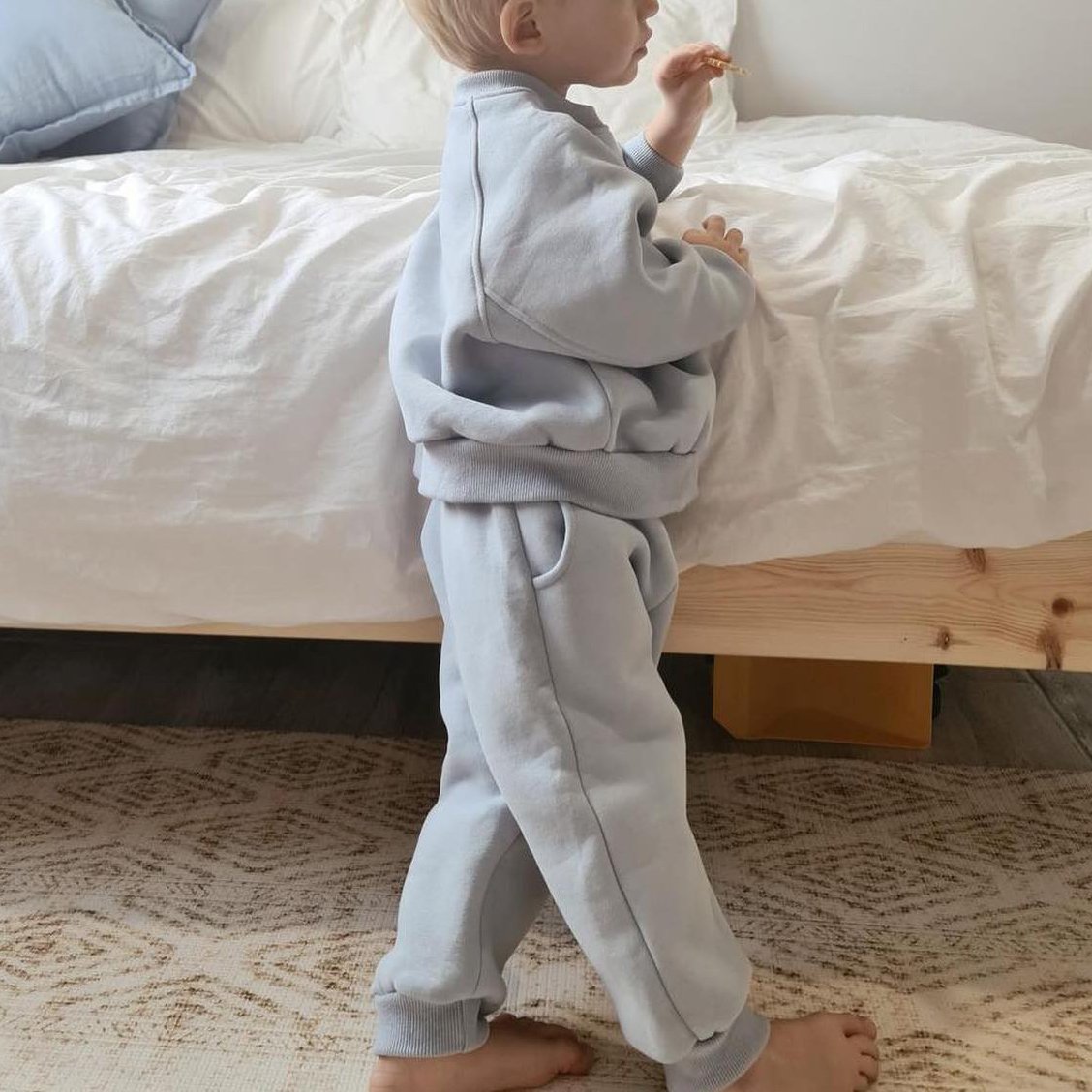 Winter Toddler Tracksuits Cotton Sweatshirt Pants Clothing Set Custom Fleece Baby Boy Sweatsuits