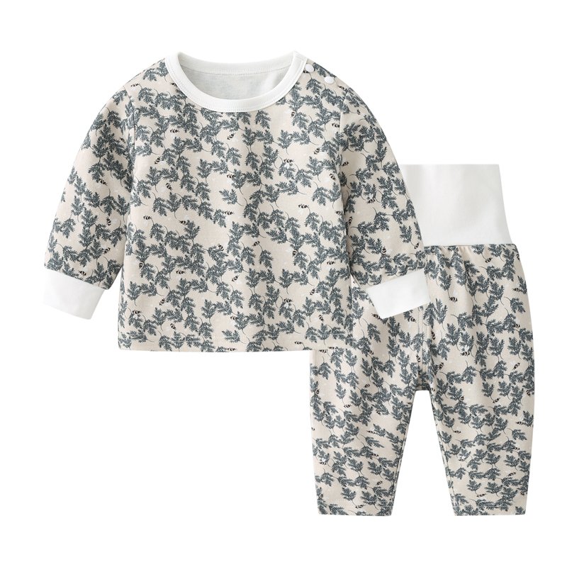 Manufacturers Baby clothing design custom print floral animal african cow bear printing sets gots organic cotton clothes 6890