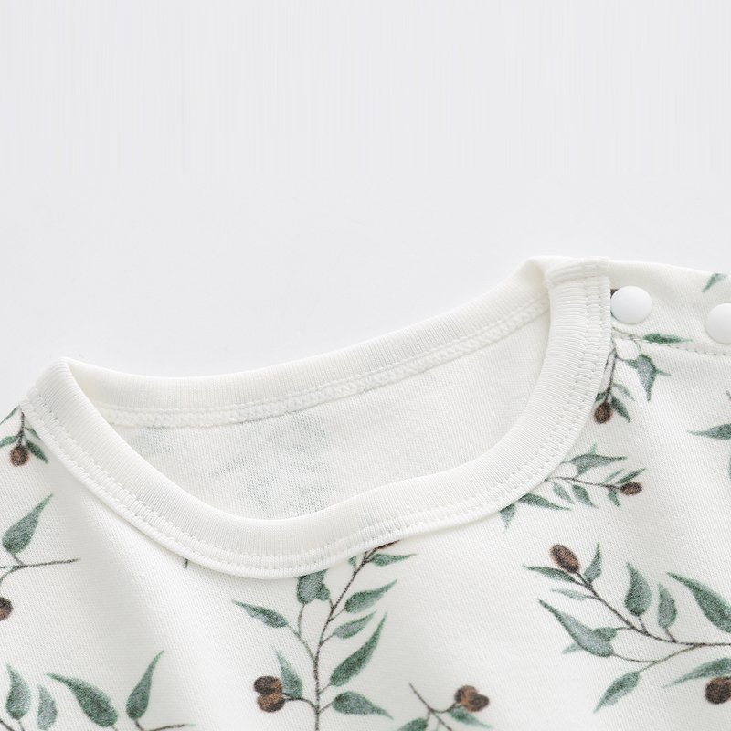 Manufacturers Baby clothing design custom print floral animal african cow bear printing sets gots organic cotton clothes 6890