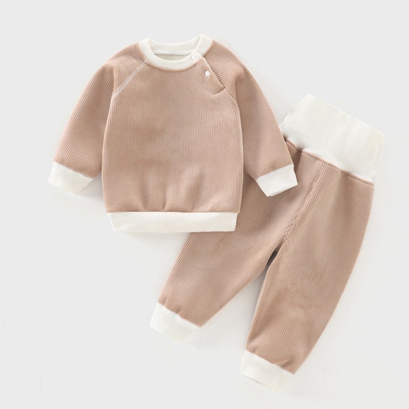 Custom Children Corduroy Clothing Wholesale Kids Solid Color Set French Terry Baby Tracksuit