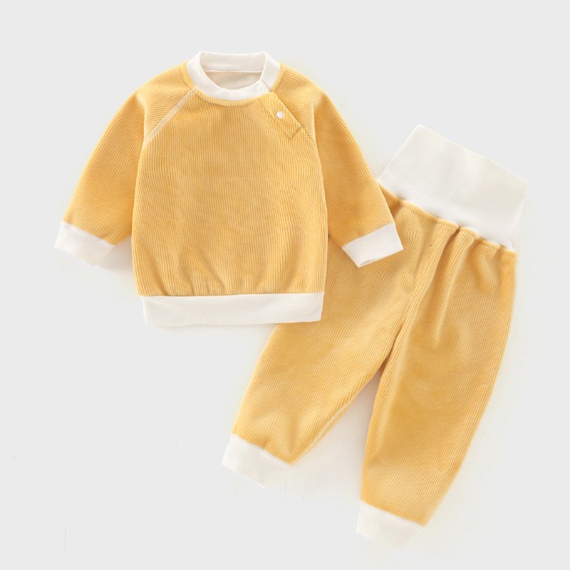 Custom Children Corduroy Clothing Wholesale Kids Solid Color Set French Terry Baby Tracksuit
