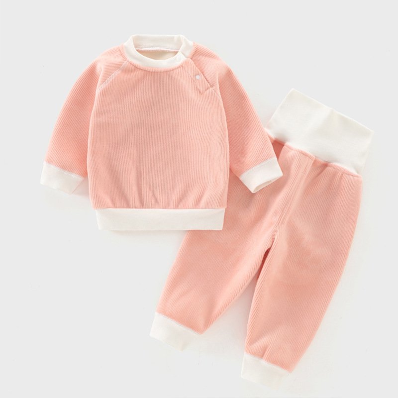 Custom Children Corduroy Clothing Wholesale Kids Solid Color Set French Terry Baby Tracksuit