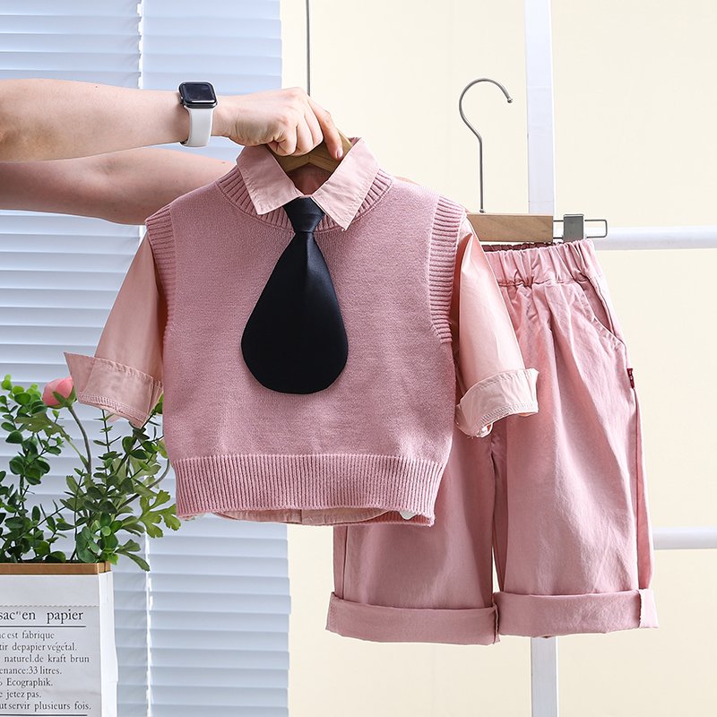 High Quality Korean Fashion 3pcs Preppy Style Girls Clothing Set Spring Autumn Casual Style Includes Shirt Sweater-Vest Pants