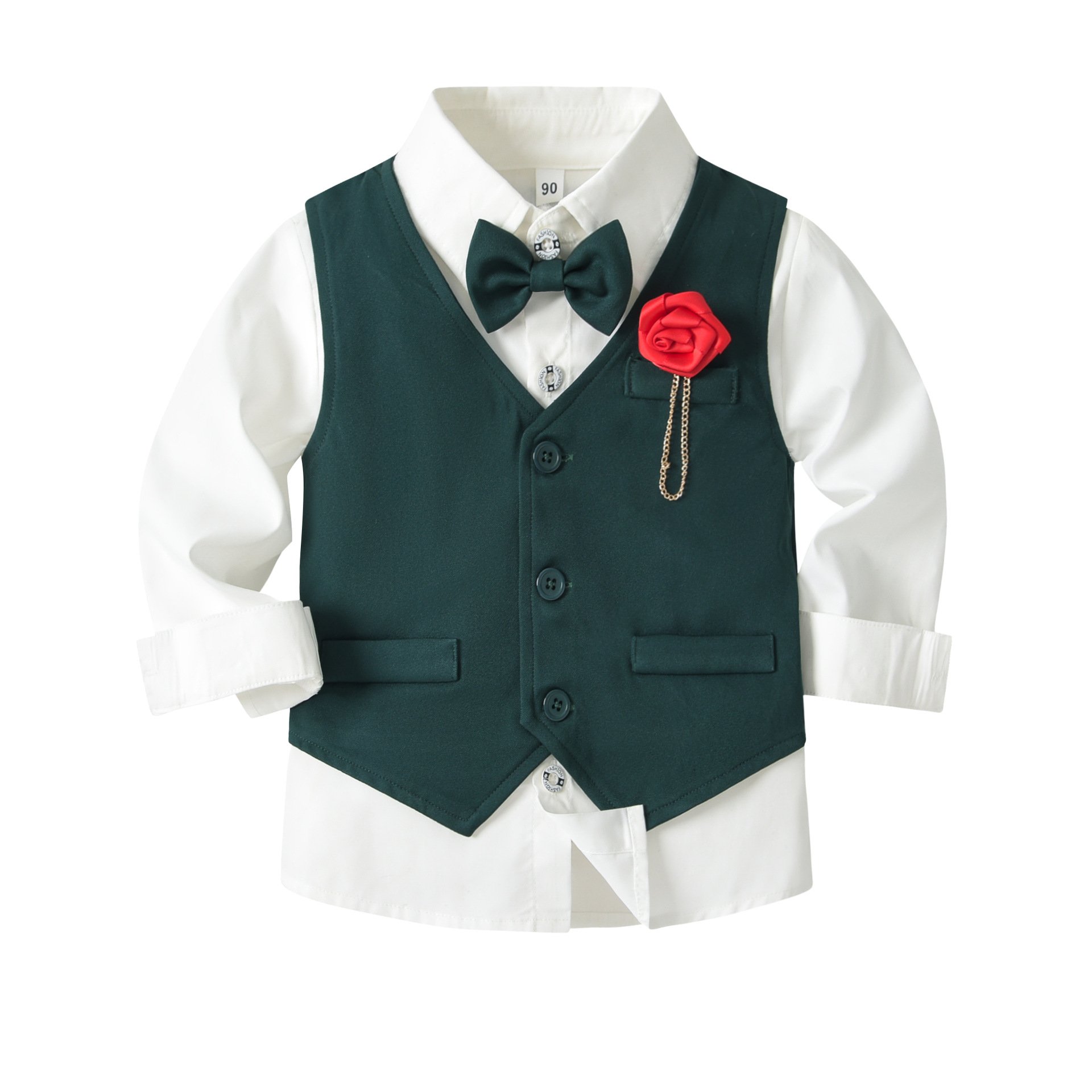 1 to 5 Years Birthday Party Suit with Flower Boutique Children Clothes Toddler Boys Sets 5pcs Boys Clothing Sets