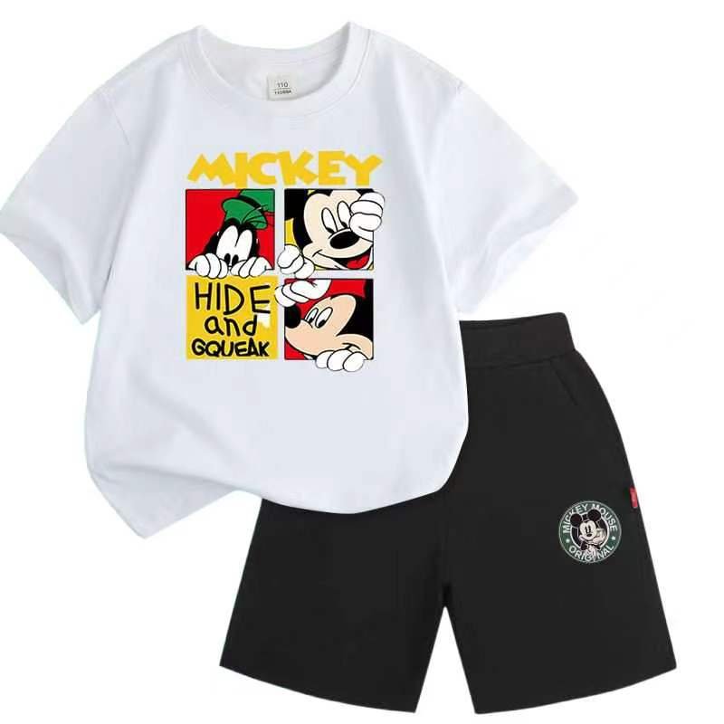 Cheap Boys Clothes Sumer Short Sleeve Shirt Shorts Cartoon Mickey Printed Casual Kids Girls Clothing Set Toddler Boy Clothes