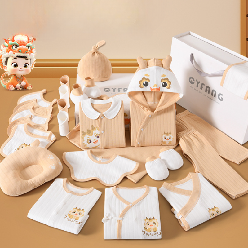 Organic Cotton Newborn Unisex Baby Shower Gift Set 22pcs Pure Cotton Sleepwear Layettes Toddler Clothing Matching Accessories
