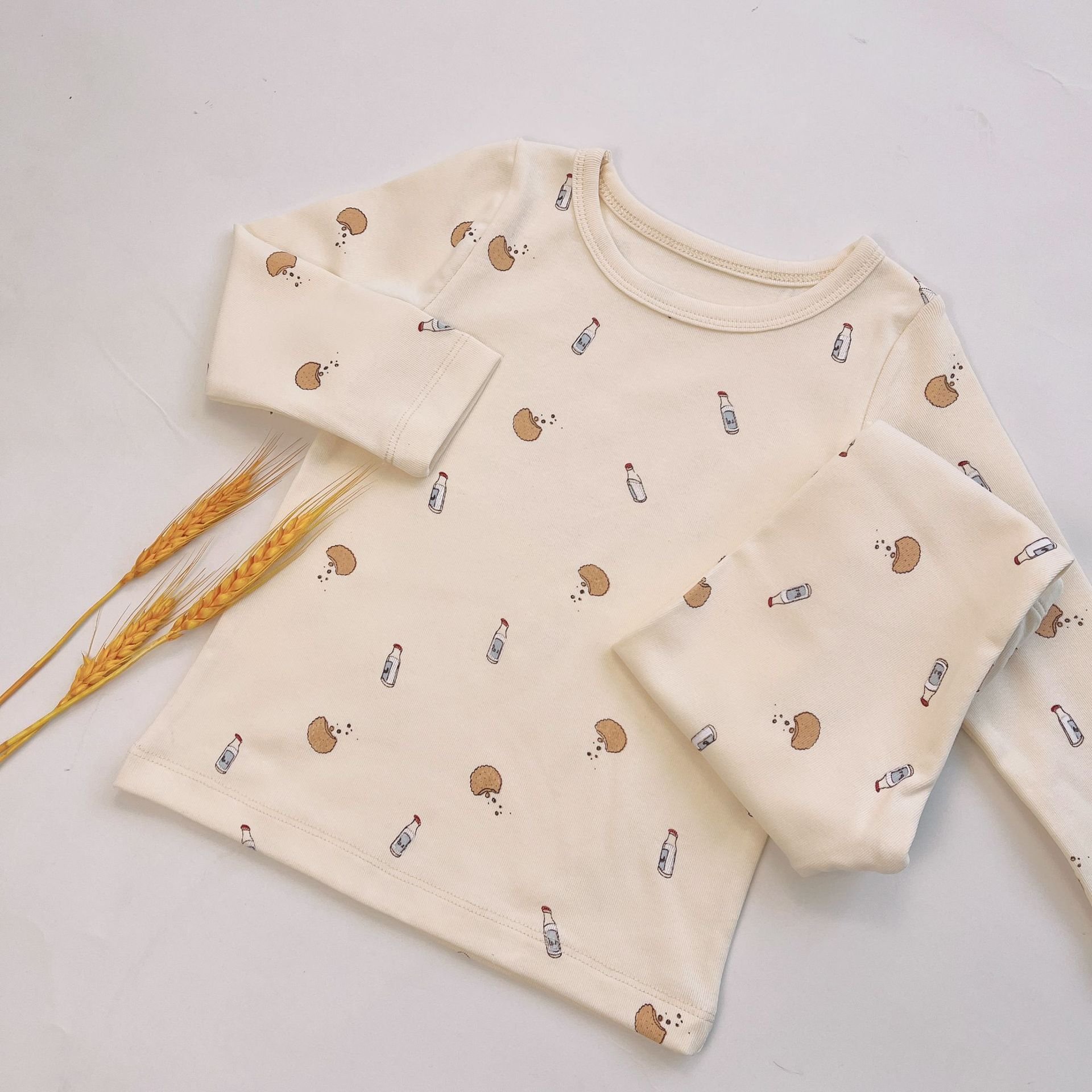 Organic Cotton Vintage Prints Pajamas Set Toddler Baby Boys Girls Two Pieces Pajamas