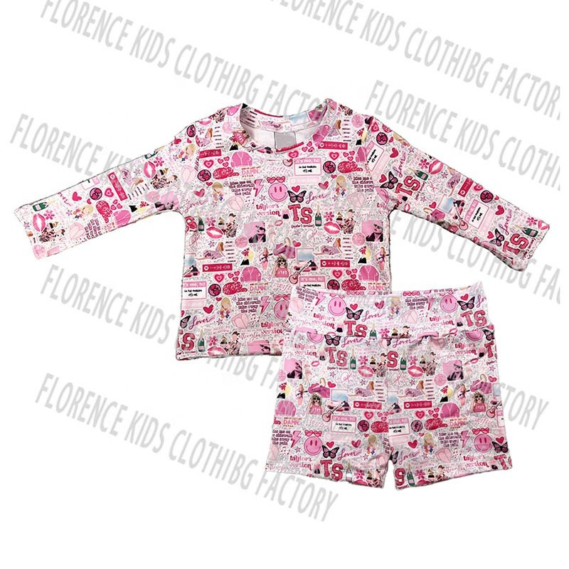 DH OEM boutique custom wholesale bamboo basic tee biker shorts 2pcs sets boys outfits clothing sets