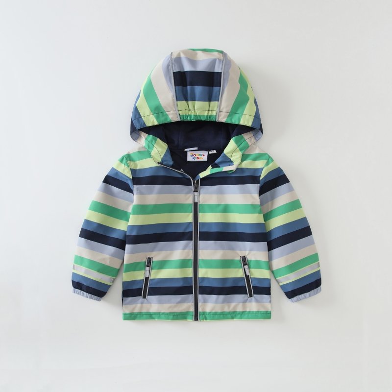 In stock Spring and autumn boys raincoat and rain pants set, top with hooded waterproof jacket, bottom with rain pants