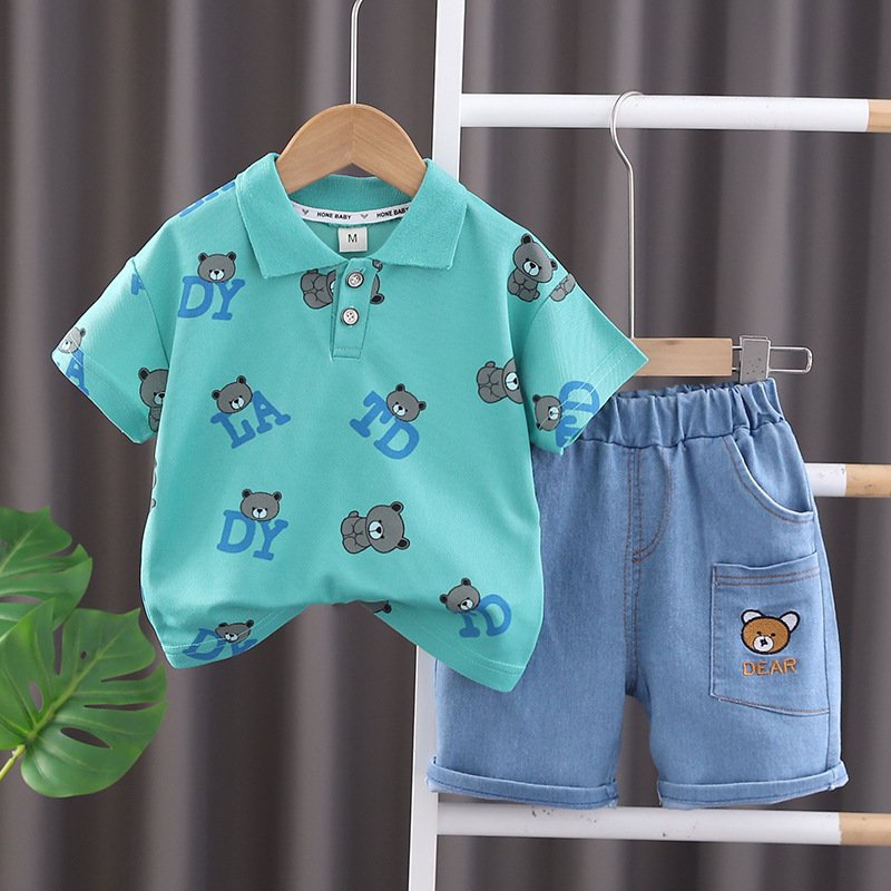 2024 Boys Summer Suit Short-sleeved Cotton Kid's Polo Shirt Baby Children Clothes Boy's Shorts Clothing Sets 3-4 Years