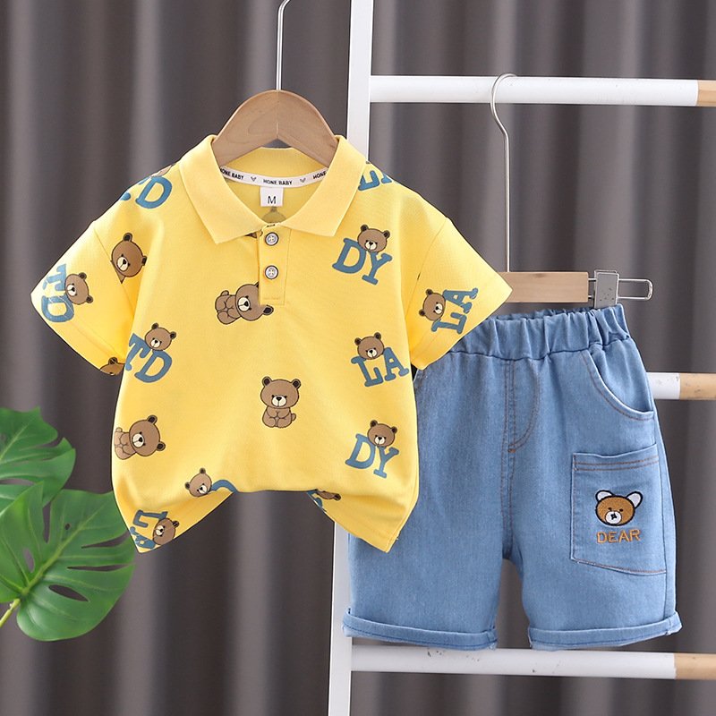 2024 Boys Summer Suit Short-sleeved Cotton Kid's Polo Shirt Baby Children Clothes Boy's Shorts Clothing Sets 3-4 Years