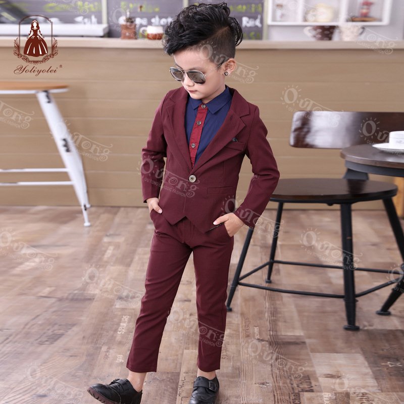 Yoliyolei Boys Blazers Kids Boy Suits For Weddings Prom Suits Formal Dress Kids Tuxedo Children Clothing Set