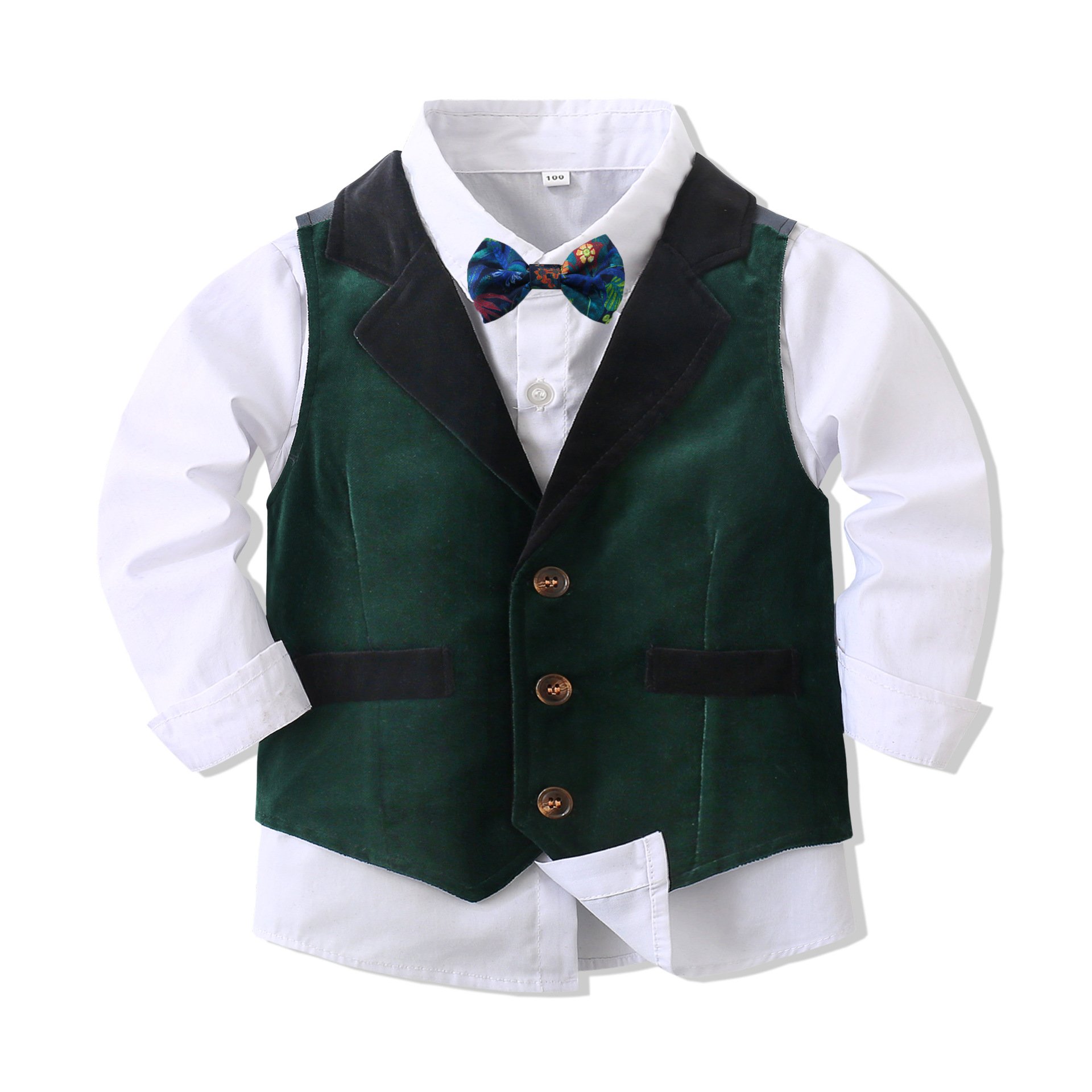 Kids Long Sleeve Suit Boys Clothing Sets Party Formal Wear Vest Wedding Suit Boutique Children Clothing Matching Outfits Boy