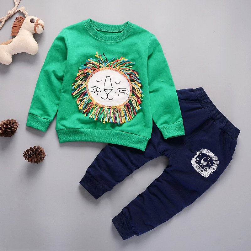 Clothing Sets Children 2pcs sets shirt pants Fashion lion baby Boy Kid Autumn Spring Suit Fall Cotton sport tracksuit outdoor