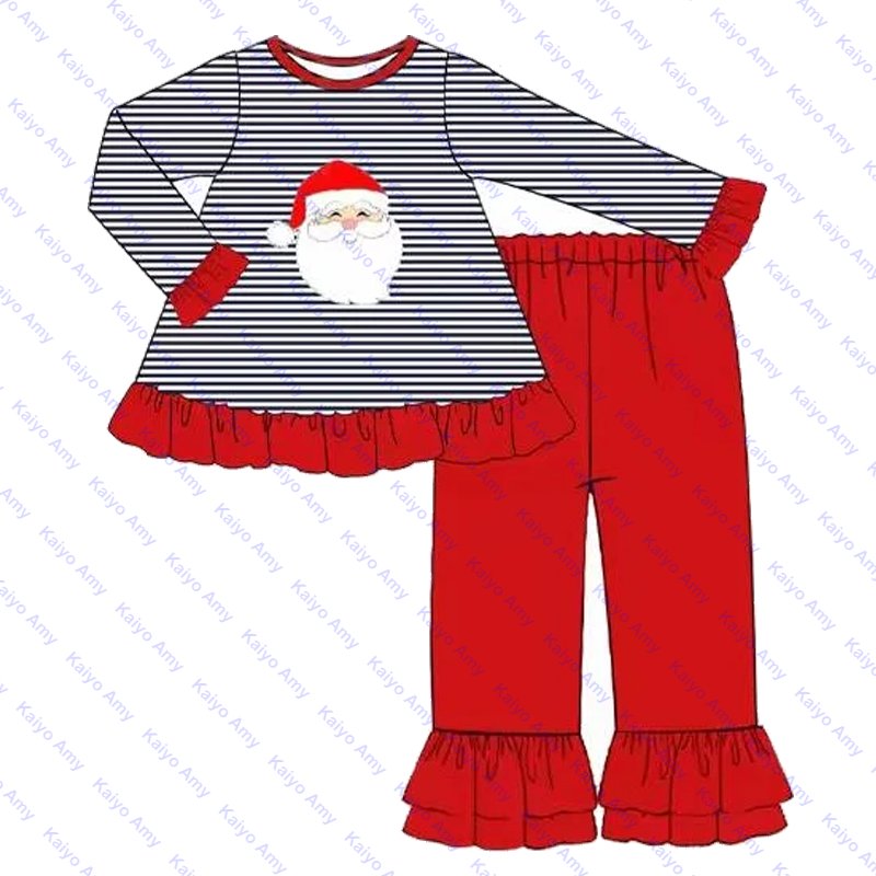 Xmas toddler baby boys clothing sets Santa Claus christmas 2024 babies set cotton knit winter girls ruffle sets