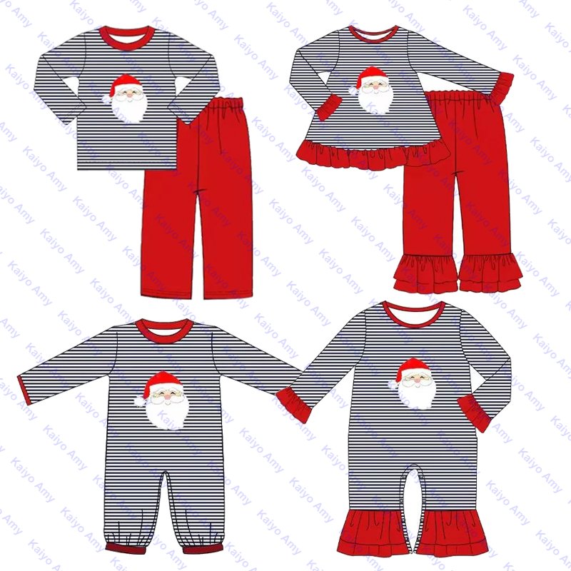 Xmas toddler baby boys clothing sets Santa Claus christmas 2024 babies set cotton knit winter girls ruffle sets