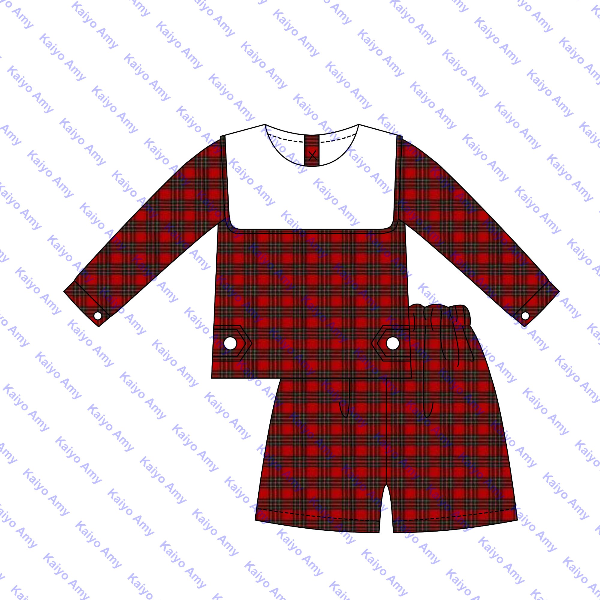 Bib collared christmas outfits baby boy clothing set red flannel tartan sibling matching toddler girls clothing sets