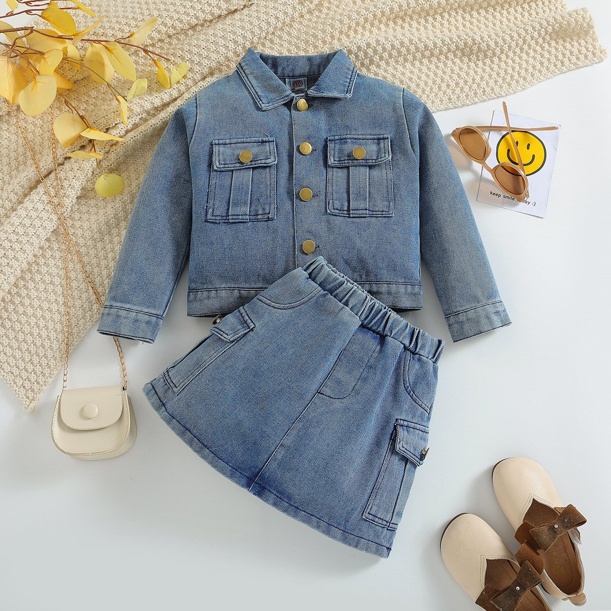 High Quality Baby girls Girls Denim Jackets Coats and Pants 2pcs sets Kids Clothing Long Sleeves Blue Jean Jacket Outerwear Coat