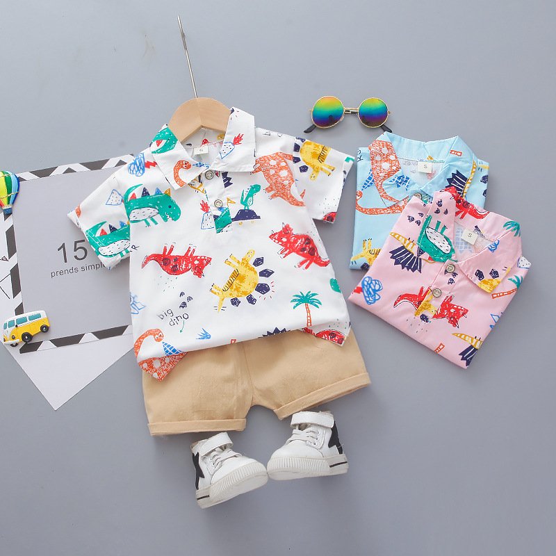 Kids Wear Wholesale Children Clothes Baby Tracksuit Set Shorts Set Kid Sweat Suit Dinosaur Toddler Boys Clothing Sets