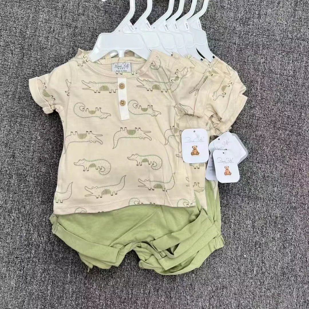 New Design 2pcs/set Summer Clothing Wear Pit Stripe Flower Print Girls' Set For Baby Girls Toddlers Infant Clothes