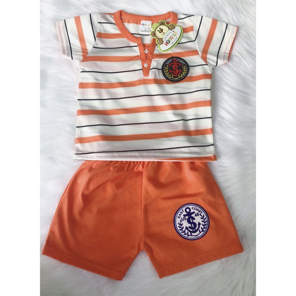 Summer boy clothing set kid clothes, striped cheap sales clothes for baby boys made in Vietnam