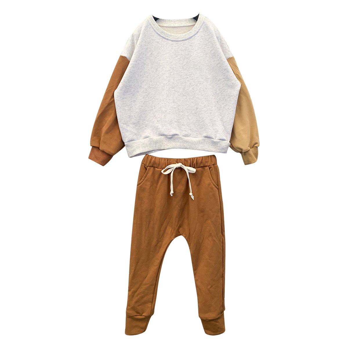 Custom kids spring autumn unisex boys girls french terry long sleeve Jogger Set 2 Piece Sweatshirt Set solid color Tracksuit