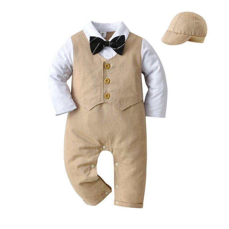 Pure Cotton Boy Baby Christening Outfits 1 Years Birthday Dress Baby All White Hat Romper Suit Baptism Toddler Boys Clothes
