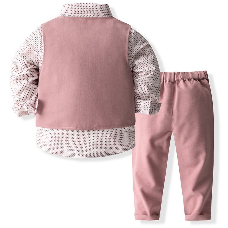 High Quality Baby Boys Formal Wear Wedding Clothes Suits Long Sleeve Shirt Formal Waistcoat Suits Boy Clothing Sets
