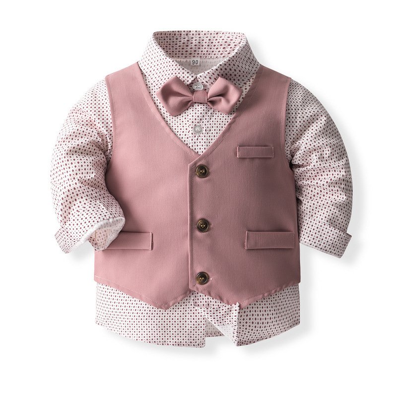 High Quality Baby Boys Formal Wear Wedding Clothes Suits Long Sleeve Shirt Formal Waistcoat Suits Boy Clothing Sets